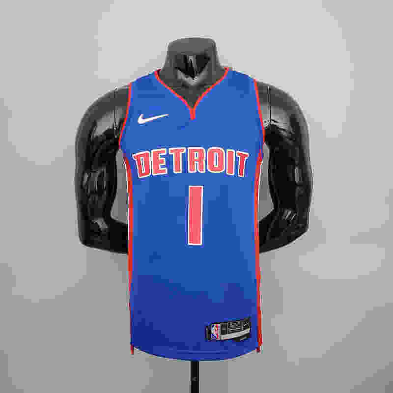 75th Anniversary Iverson #1 Pistons Blue NBA Jersey S-XXL(36AD)