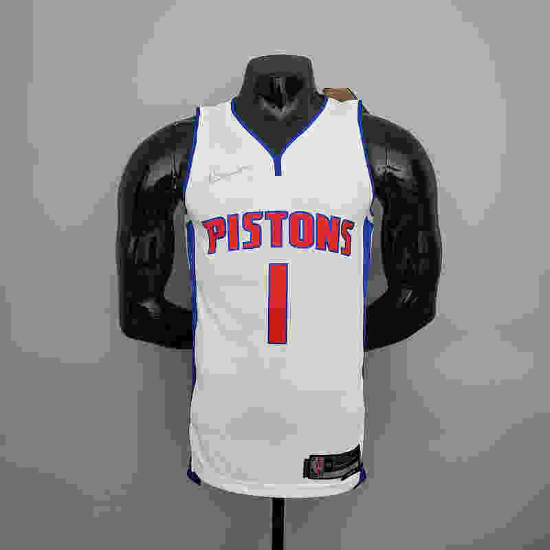 75th Anniversary Iverson #1 Pistons White NBA Jersey S-XXL(04A1)