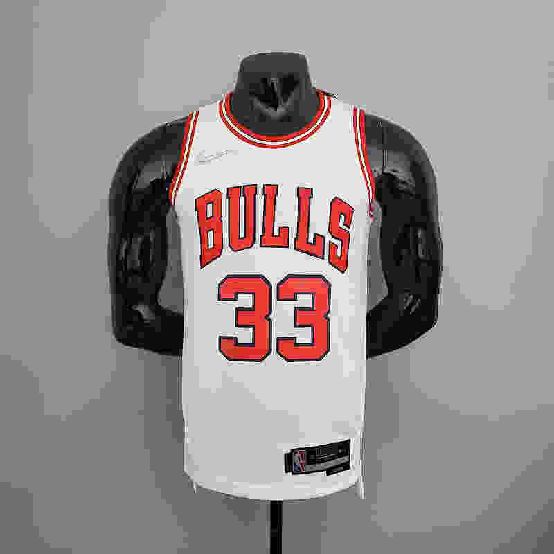 75th Anniversary Pippen #33 Bulls White NBA Jersey S-XXL(D2DA)