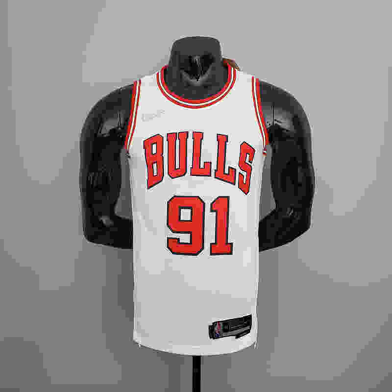 75th Anniversary Rodman #91 Bulls White NBA Jersey S-XXL(FDBF)