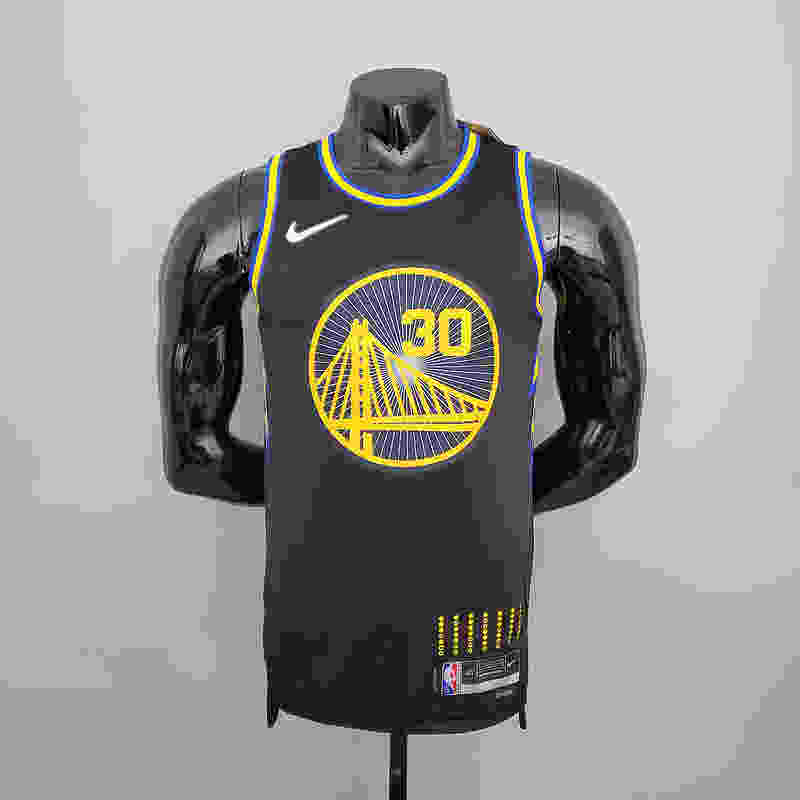 2022 75th Anniversary Curry #30 Warriors City Edition Black NBA Jersey S-XXL(A06B)