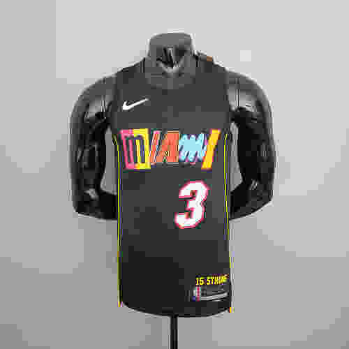 2022 season Wade #3 Heat City Edition Black NBA Jersey S-XXL(7754)