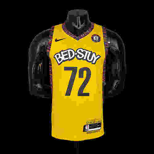 BIGGIE#72 Brooklyn Nets Commemorative Edition Yellow NBA jersey Size︰S-XXL(4891)