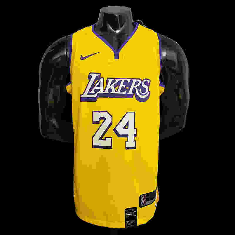 Bryant #24 Lakers V-neck City Edition yellow NBA jersey SizeXS-XXL Nike connect ...(AFA8)