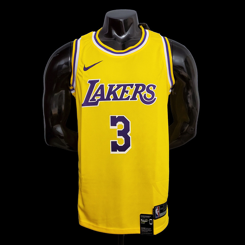 DAVIS #3 Lakers Round neck yellow NBA jersey SizeXS-XXL Nike connect recognition(CBED)