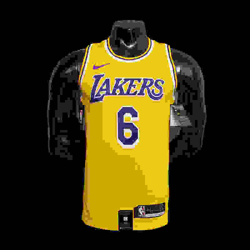 2HOJames #6 Lakers Round neck yellow NBA jersey Size︰XS-XXL Nike connect recognitio...