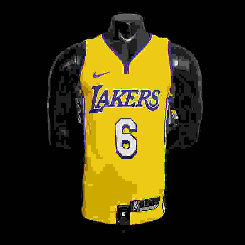 James #6 Lakers yellow NBA jersey Size︰XS-XXL Nike connect recognition