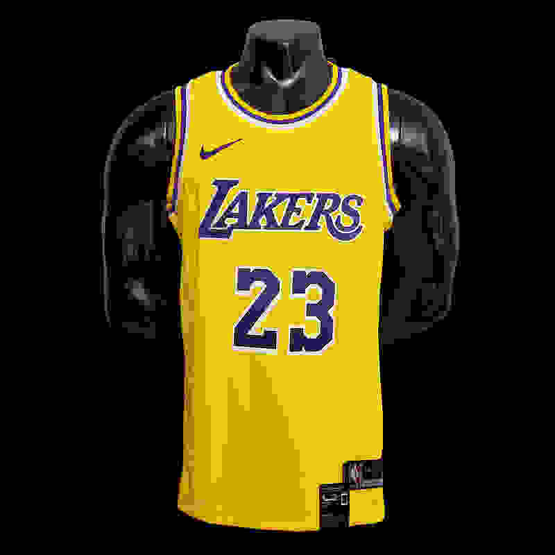 James #23 Lakers Round neck yellow NBA jersey SizeXS-XXL Nike connect recognitio...(