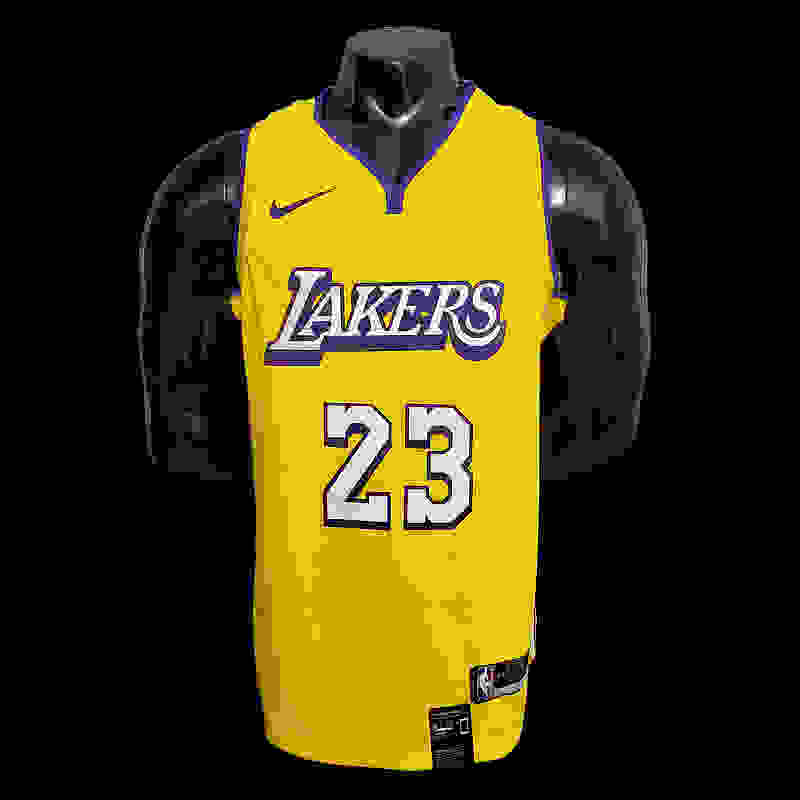 2James #23 Lakers V-neck City Edition yellow NBA jersey SizeXS-XXL Nike connect r...