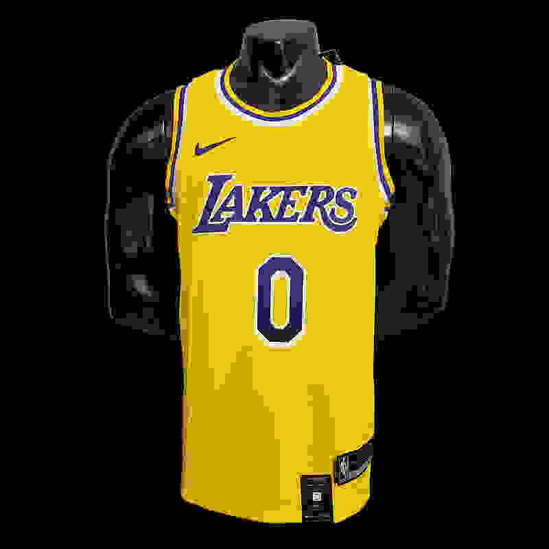 KUZMA #0 Lakers Round neck yellow NBA jersey SizeXS-XXL Nike connect recognition