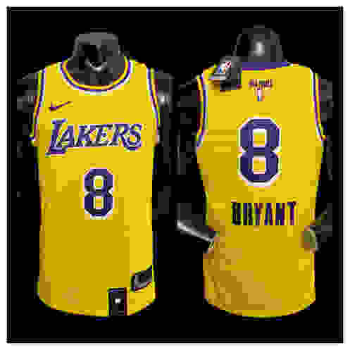 New Bryant #8 Lakers Commemorative Edition Round neck yellow NBA jersey SizeXS-X...(7665)