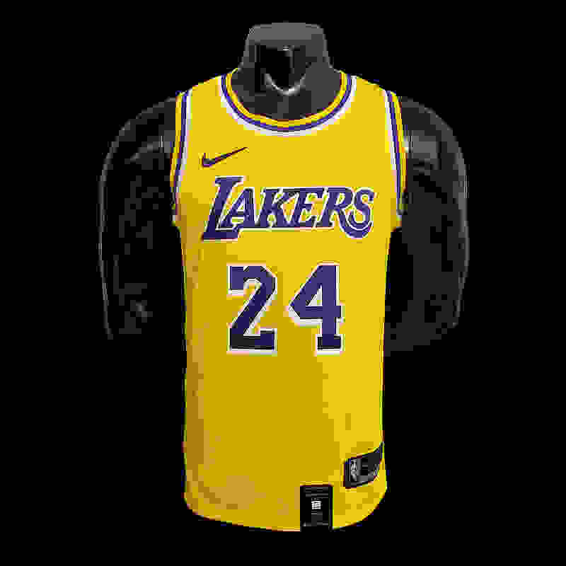 New Bryant #24 Lakers Commemorative Edition Round neck yellow NBA jersey SizeXS-...(0F5F)