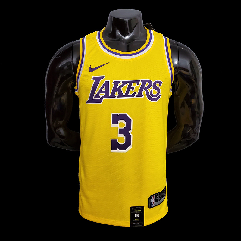 New DAVIS #3 Lakers Commemorative Edition Round neck yellow NBA jersey SizeXS-XX...(4415)