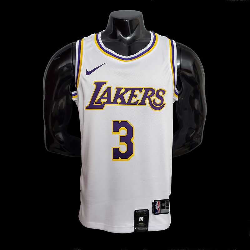 New DAVIS #3 Lakers Round neck white NBA jersey SizeXS-XXL Nike connect recognit...(E6C4)