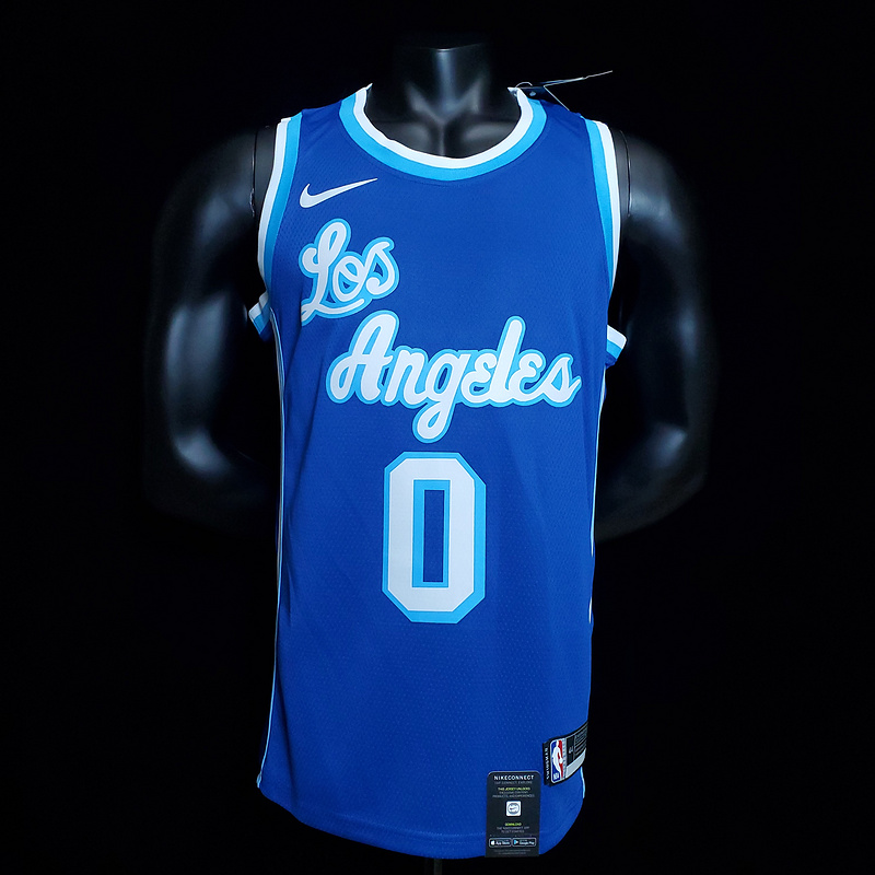 New KUZMA #0 Lakers Blue NBA jersey SizeXS-XXL Nike connect recognition