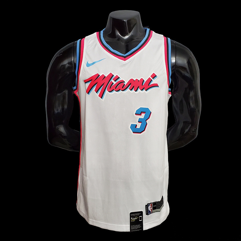 WADE #3 Miami Heat V-neck White NBA jersey SizeXS-XXL Nike connect recognition