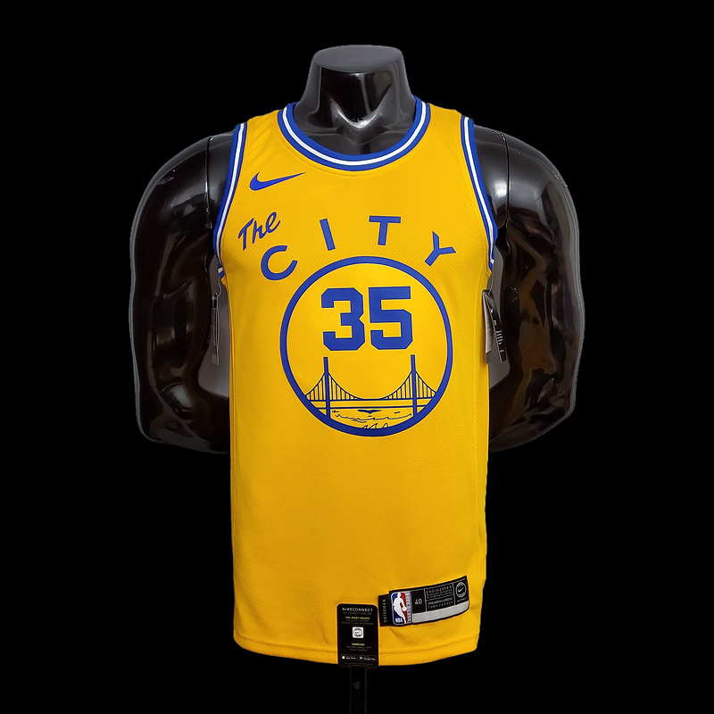 Tram version DURANT#35 Golden State Warriors yellow NBA jersey S-XXL