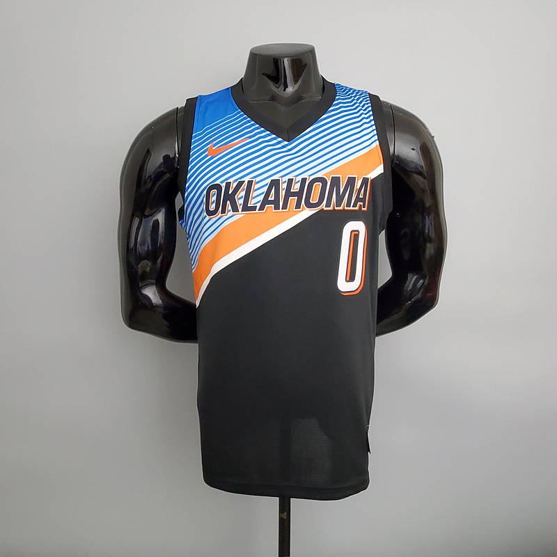 Thunder Westbrook #0 City Edition Black NBA Jersey S-XXL