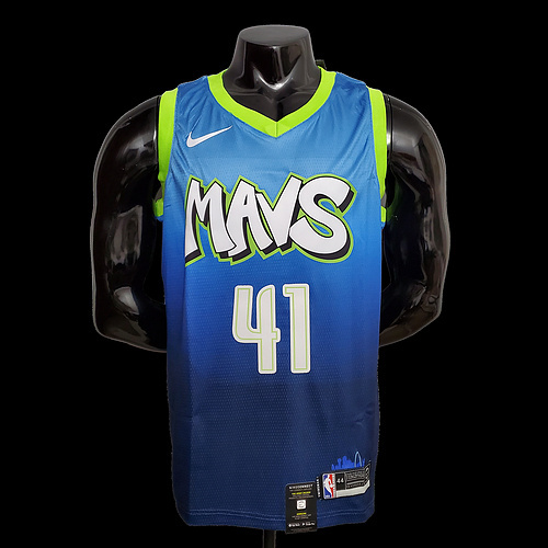 Nowitzki #41 Dallas Mavericks blue idol NBA jersey SizeXS-XXL Nike connect recog