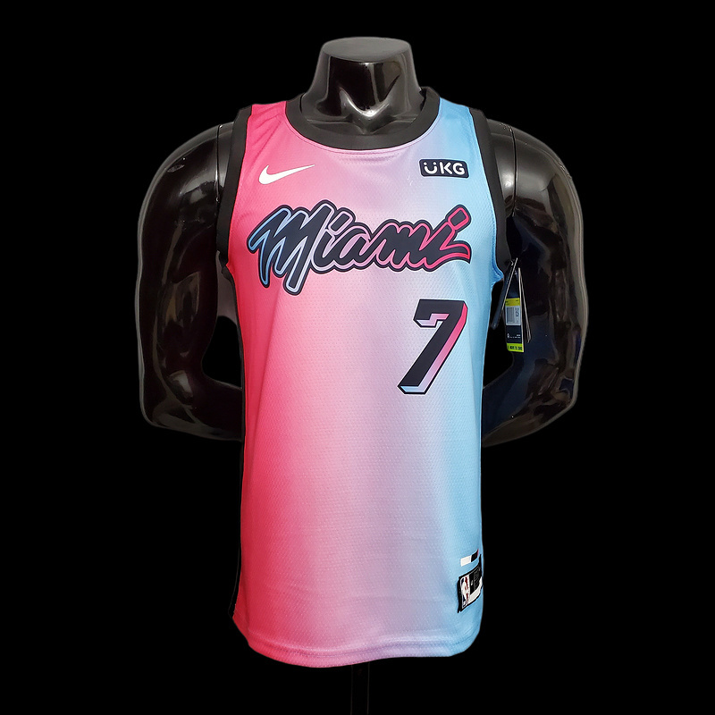 New Miami Heat DRAGIC#7 City Edition Pink Blue Gradient Color S-XXL 