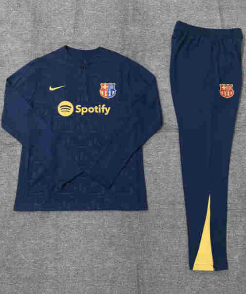 2024-2025  Barcelona KIDS   Long Sleeve Half Pull Training Suit Set